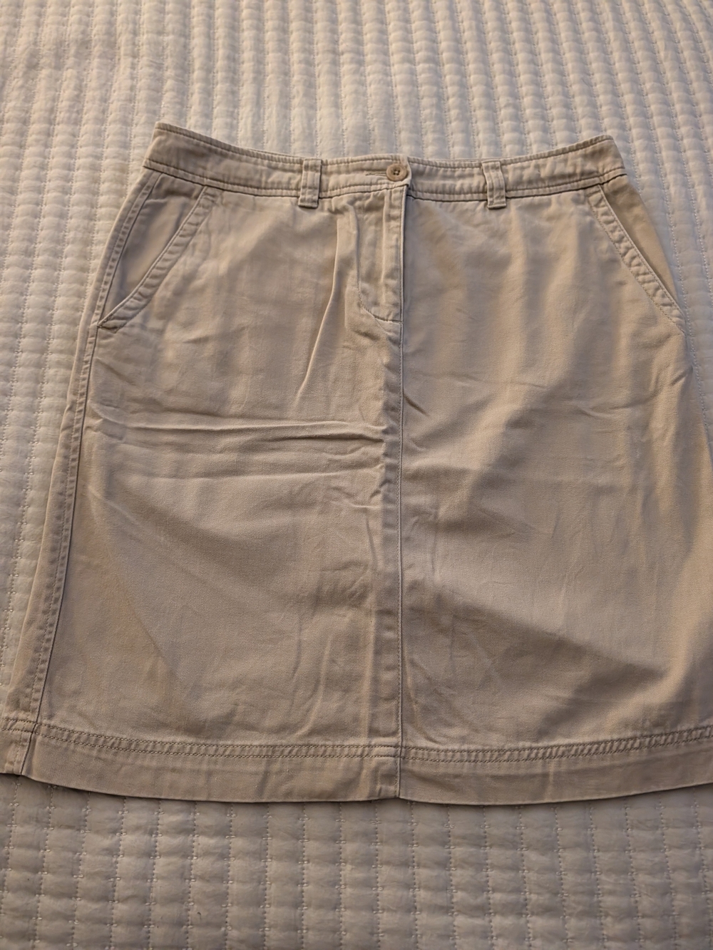 L.L. Bean Cotton Khaki Mini Skirt with Front Pockets